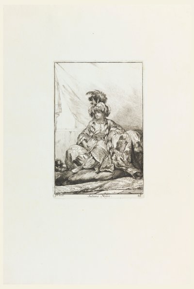 Sultane Noire (Czarna Sułtana), płyta 28 z serii Caravanne du Sultan à la Mecque (Karawana Sułtana do Mekki) autorstwa Joseph Marie Vien the Elder
