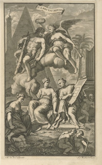 Herkules koronowany przez Wiktorię Strona tytułowa dla: Cornelis de Bruyn, Podróże Cornelisa de Bruyna przez najsłynniejsze zakątki Azji Mniejszej, 1698 autorstwa Joseph Mulder