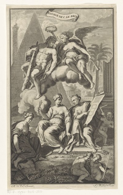 Herkules koronowany przez Wiktorię Voyage de C. le brun (tytuł na obiekcie) Strona tytułowa dla: Cornelis de Bruyn, Voyage au Levant, 1700 autorstwa Joseph Mulder