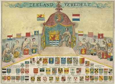 Broń i nazwy Zaangażowanych Rad Zelandii i miast Zelandii Rasy Zeeland (tytuł na obiekcie) autorstwa Joseph Mulder