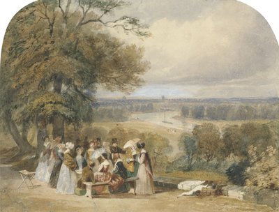 Piknik na Richmond Hill (wc z kolorem ciała i gumą na papierze) autorstwa Joseph Murray Ince