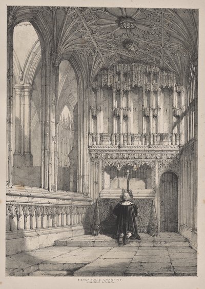 Architektura średniowiecza: Zakon biskupa Foxa, katedra w Winchester autorstwa Joseph Nash