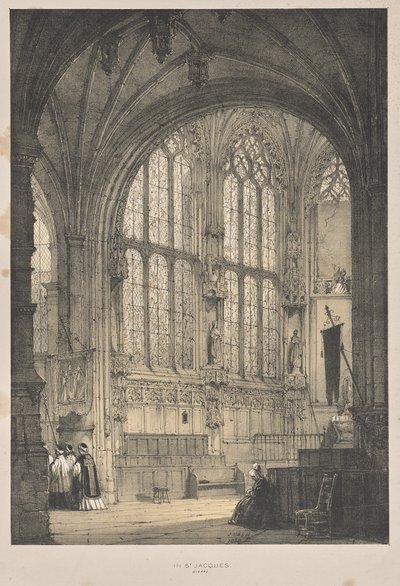 Architektura średniowiecza: w St. Jacques, Dieppe, East End, Interior autorstwa Joseph Nash