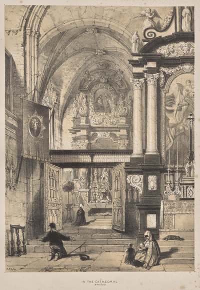 Architektura średniowiecza: w katedrze, Brugia autorstwa Joseph Nash