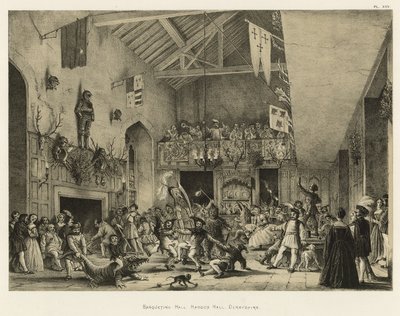 Sala bankietowa, Haddon Hall, Derbyshire autorstwa Joseph Nash