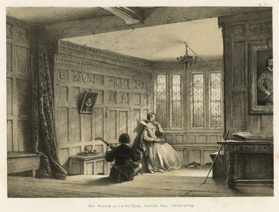 Okno wykuszowe w jadalni, Haddon Hall, Derbyshire autorstwa Joseph Nash