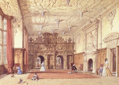 Crewe Hall, Cheshire (toaleta i gwasz) autorstwa Joseph Nash