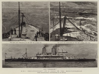 H M S Dreadnought podczas wichury na Morzu Śródziemnym autorstwa Joseph Nash