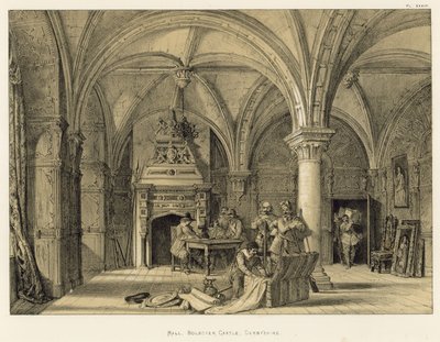 Hall, zamek Bolsover, Derbyshire autorstwa Joseph Nash