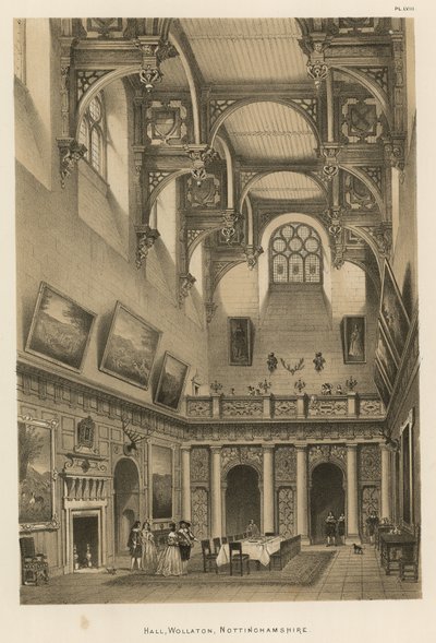 Hall, Wollaton, Nottinghamshire autorstwa Joseph Nash