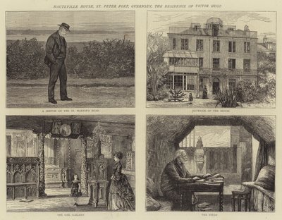 Hauteville House, St Peter Port, Guernsey, rezydencja Victora Hugo autorstwa Joseph Nash