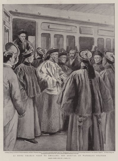 Wizyta Li Hung Changa w Anglii, jego przyjazd na stację Waterloo autorstwa Joseph Nash