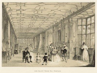 Długa Galeria, Haddon Hall, Derbyshire autorstwa Joseph Nash