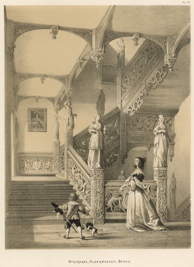 Klatka schodowa, Aldermaston, Berks autorstwa Joseph Nash