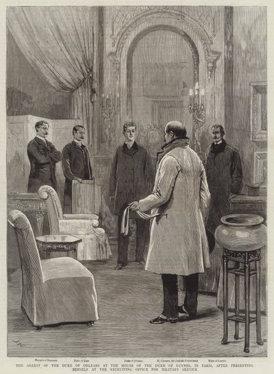 Aresztowanie księcia Orleanu w domu księcia Luynes, w Paryżu, po stawieniu się w Biurze Rekrutacyjnym do Służby Wojskowej autorstwa Joseph Nash