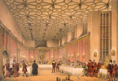 Izba, Hampton Court, z „Architektury średniowiecza”, wydanej w 1838 r. autorstwa Joseph Nash