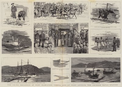Eskadra Chińska w Port Hamilton, Corea, oraz w Port Arthur, Chińska Stacja Marynarki Wojennej autorstwa Joseph Nash