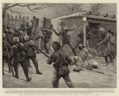 Obrona Fort Chitral, wyprawa podczas oblężenia, by wysadzić kopalnię autorstwa Joseph Nash