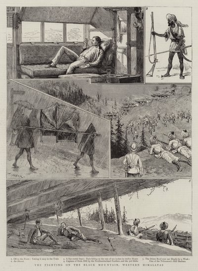 Walka na Czarnej Górze, Zachodnie Himalaje autorstwa Joseph Nash