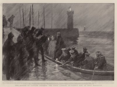Powrót kapitana Dreyfusa, pierwsze lądowanie na francuskiej ziemi w Port Haliguen autorstwa Joseph Nash
