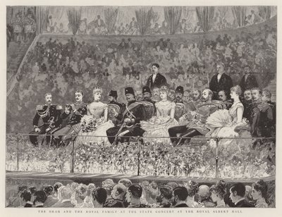 Szach i rodzina królewska na koncercie państwowym w Royal Albert Hall autorstwa Joseph Nash