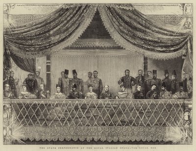 Przedstawienie państwowe w Royal Italian Opera, Royal Box (rycina) autorstwa Joseph Nash
