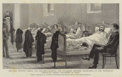 Wojna między Serbią a Bułgarią, Szpital dla oficerów bułgarskich, założony w protestanckiej kaplicy księcia Aleksandra w Sofii autorstwa Joseph Nash