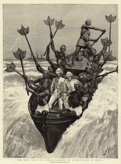 Zachodnie wybrzeże Afryki, lądowanie w łodzi surfingowej w Akrze autorstwa Joseph Nash