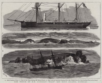 Wrak HM Gunboat Wasp u wybrzeży wyspy Tory, Donegal autorstwa Joseph Nash