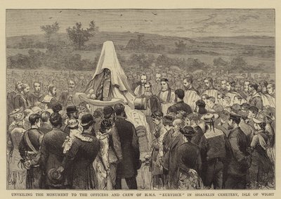 Odsłonięcie pomnika oficerów i załogi HMS Eurydice na cmentarzu Shanklin na wyspie Wight autorstwa Joseph Nash
