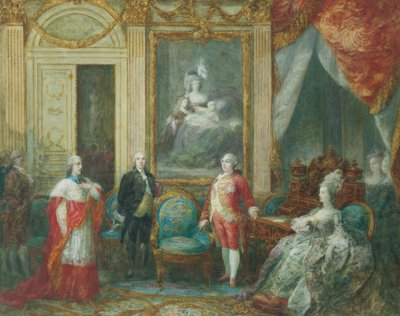 Ludwik XVI i jego żona Maria Antonina otrzymali kardynała autorstwa Joseph Navlet