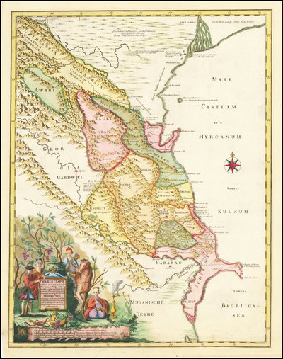 Mapa regionu zachodniego Morza Kaspijskiego z 1728 r. autorstwa Josepha Nicholasa de L