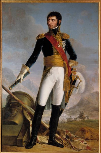 Pełnowymiarowy portret Jeana Baptiste Julesa Bernadotte (1763-1844) księcia Ponte Corvo następnie Karola Jana XIV, króla Szwecji w 1818, reprezentowanego w 1804 Obraz Joseph Nicolas Jouy (1809-1880) 1852. Wym. 2,1x1,4 Pan. autorstwa Joseph Nicolas Jouy