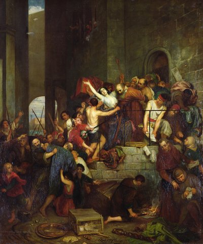 Grabież domu na weneckiej wyspie Guidecca w średniowieczu, 1855, autorstwa Joseph Nicolas Robert Fleury