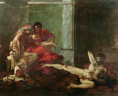 Trucizna testująca Locustę na niewolniku, ok. 1870-80 autorstwa Joseph-Noel Sylvestre