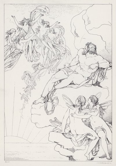 Shelleys Prometheus Unbound, Akt I autorstwa Joseph Noel after Paton