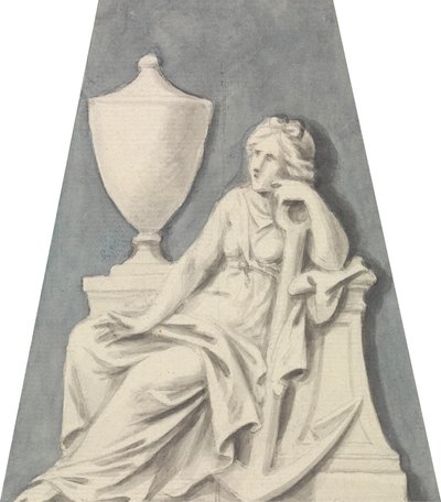 Grób z siedzącą damą, wspierającą się na urnie autorstwa Joseph Nollekens