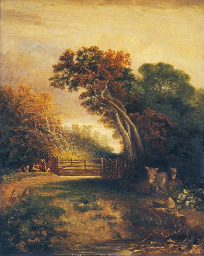 Pejzaż z piknikami i osłami przy bramie, ok. 1900 r. 1830-1880. autorstwa Joseph Paul