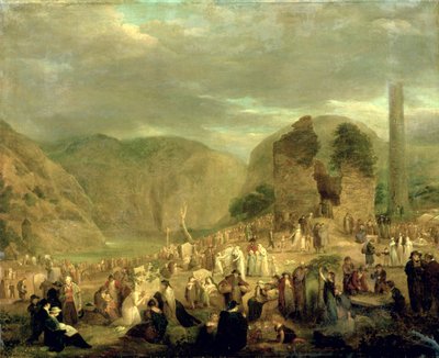 Dzień Zaduszny na cmentarzu w Glendalough autorstwa Joseph Peacock