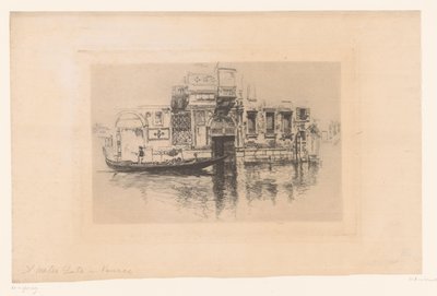 Gondola na kanale Watergate w Wenecji (tytuł na obiekcie) autorstwa Joseph Pennell (signed by artist)