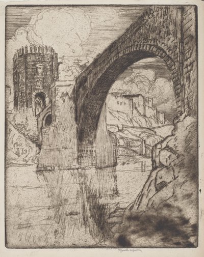 Łuk mostu Alcantara autorstwa Joseph Pennell