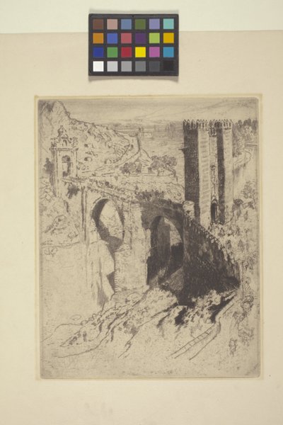 Mostek z Alcantary (akwaforta) autorstwa Joseph Pennell