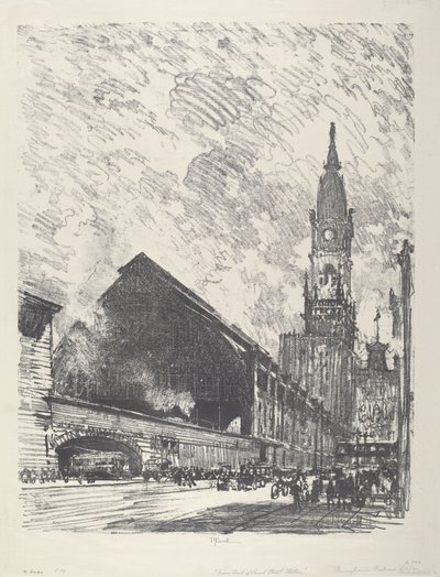 Stacja Szeroka St. autorstwa Joseph Pennell