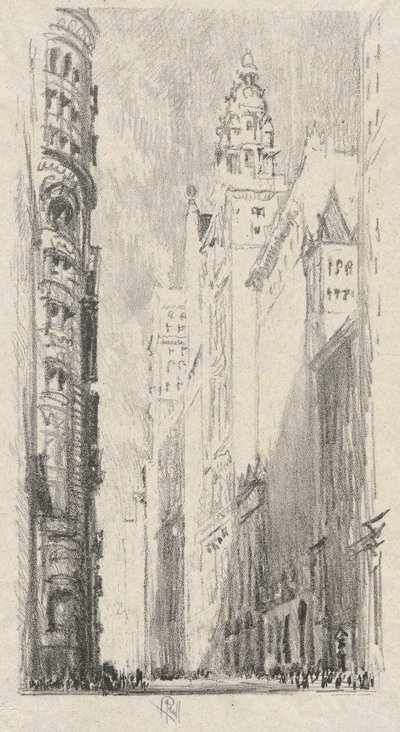 Wieże na Broadwayu autorstwa Joseph Pennell