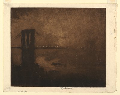 Most Brookliński nocą autorstwa Joseph Pennell