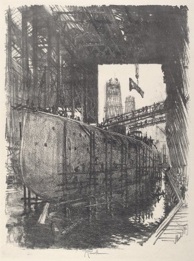Budowa pancernika autorstwa Joseph Pennell