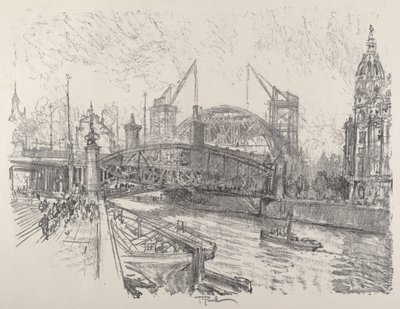 Budowa stacji Friedrichstrasse autorstwa Joseph Pennell