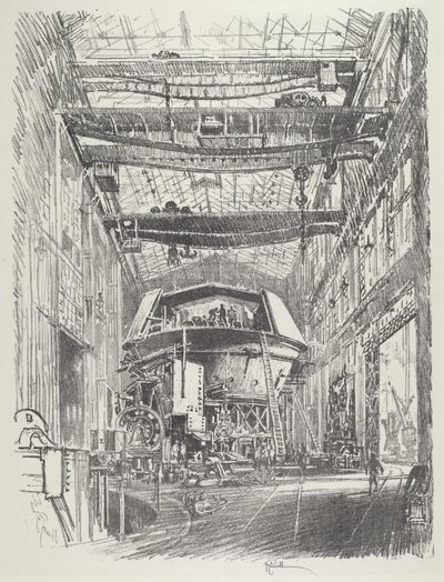 Budowa Wielkiej Wieży, 1916. autorstwa Joseph Pennell