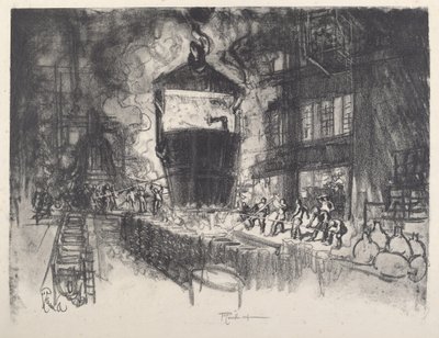 Odlewanie muszli, 1917. autorstwa Joseph Pennell
