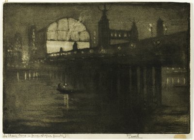 Charing Cross w nocy autorstwa Joseph Pennell